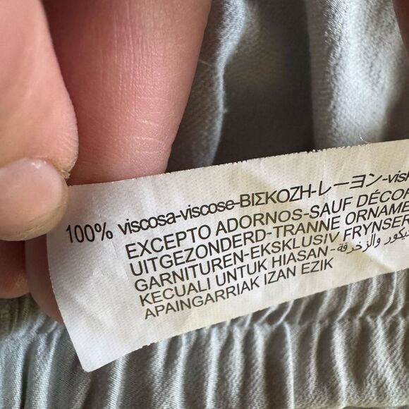 ZARA Women's High Waist Satin Embellished Leaf Pants in Sky Blue Size Medium - Picture 10 of 10